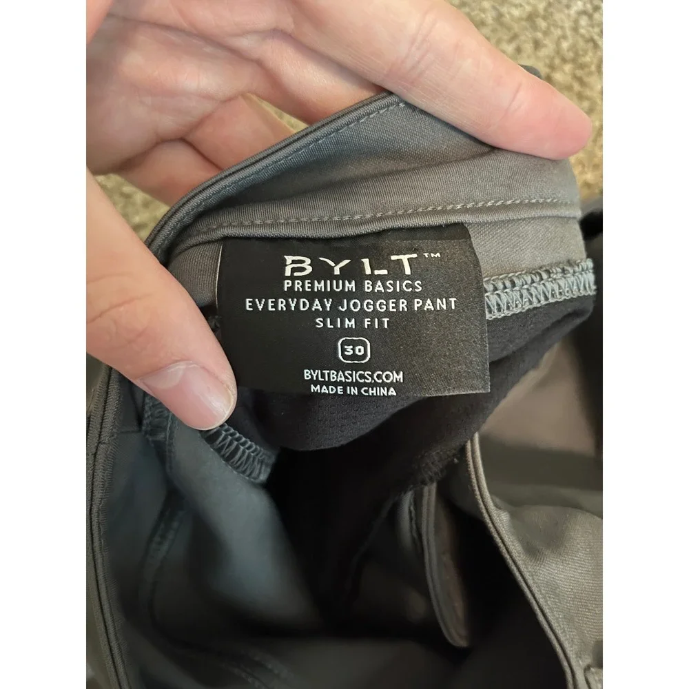 BYLT Men's Performance Everyday Jogger Pant 30 Dark Gray Slim Fit Premium Basics